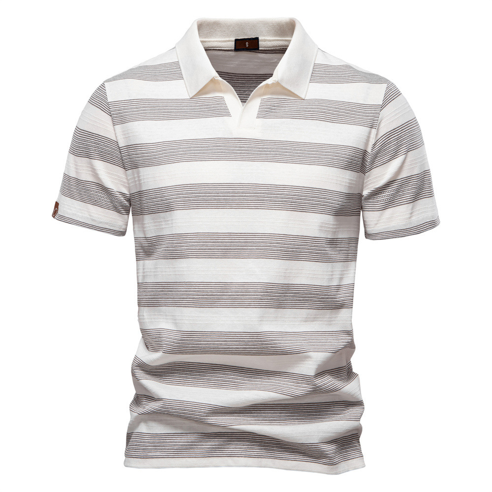 2025 tracksuit Spring/Summer New Striped Collar Men's t shirt Fashion Casual Short Sleeve European Cotton Polo Men
