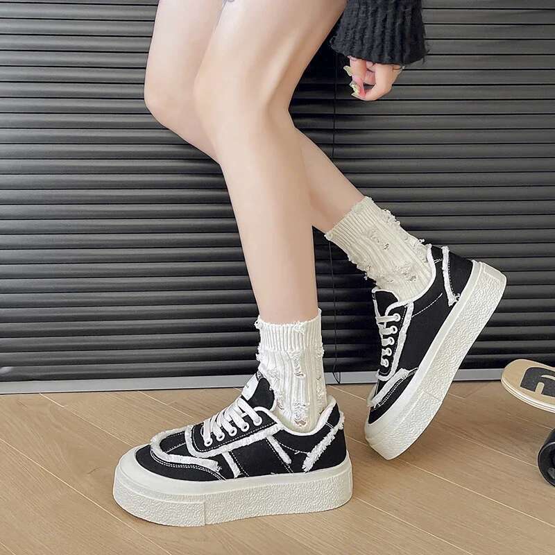 Casual Student Autumn Canvas Women's Thick-soled Trendy Sports Women Shoes