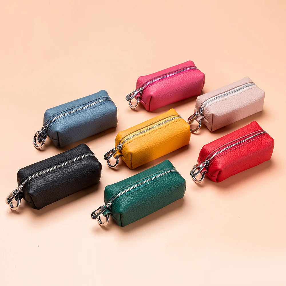 Portable Genuine Leather Key Bag Car Key Holder Purse Zipper Coin Organizer Keychain Wallet Women Men Mini Key Cover Change Bag 250311