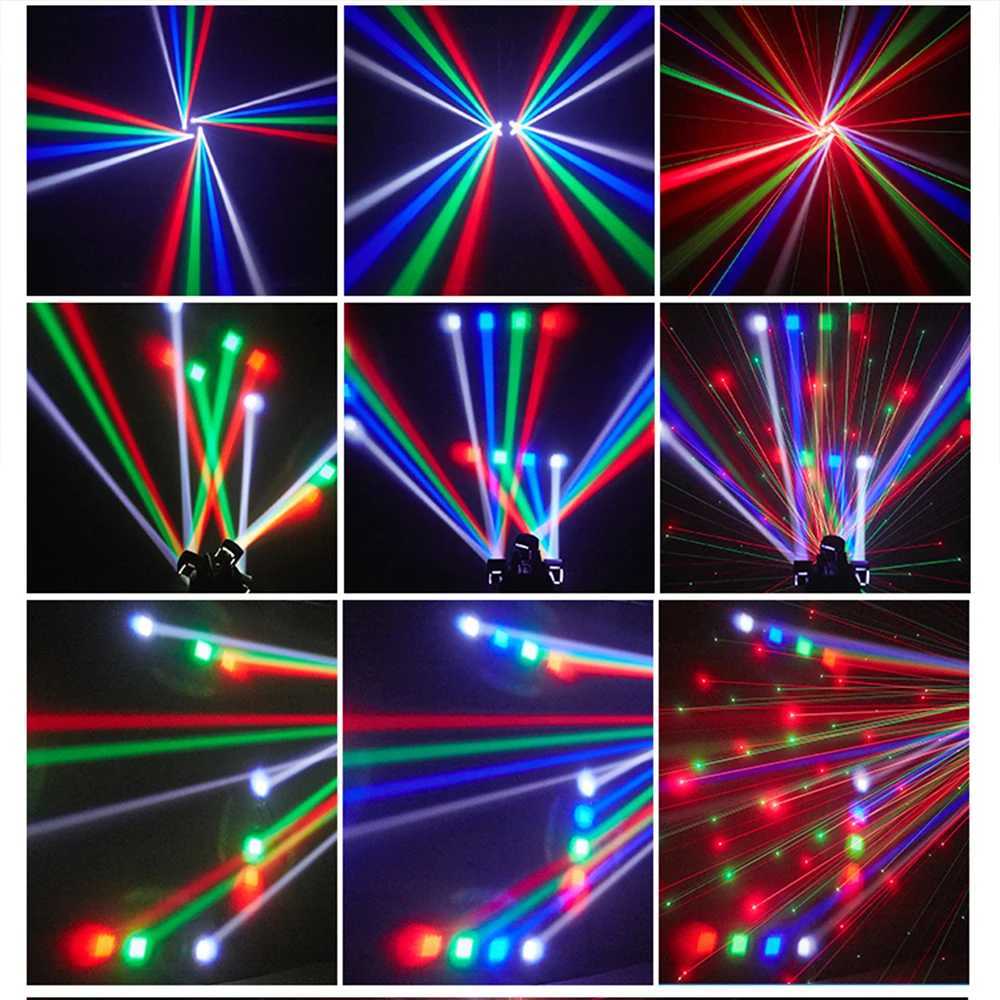 4-Arm Mini Moving Head DJ Light 48W Disco Lights Headlights LED DMX512 Beam Strobe Effect RGBW Party Night Club Stage Light X250312