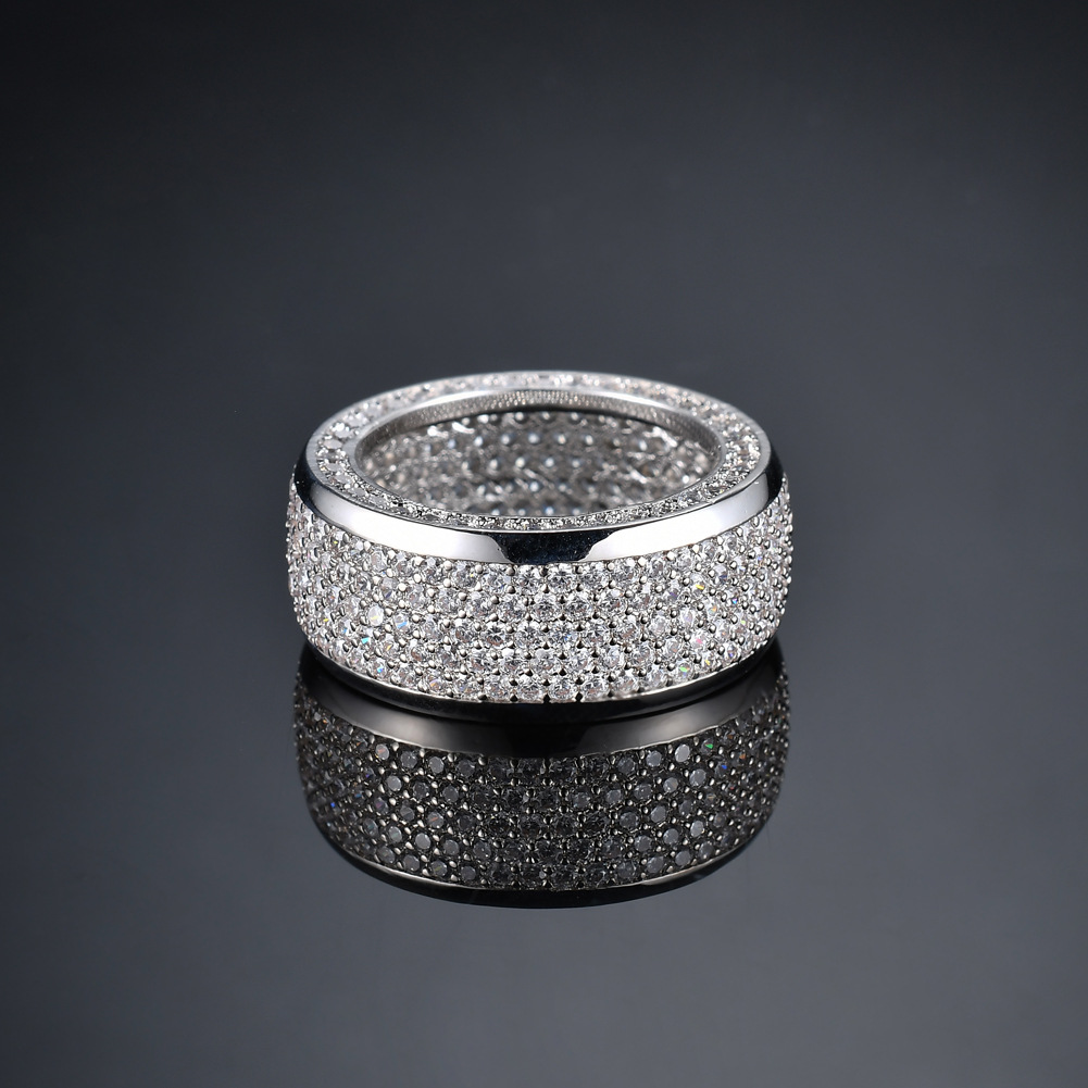 Hip Hop Cylinder Rings Bling Full 5A Zircons Real Gold Plated Jewelry Big Finger Ring Men Gift