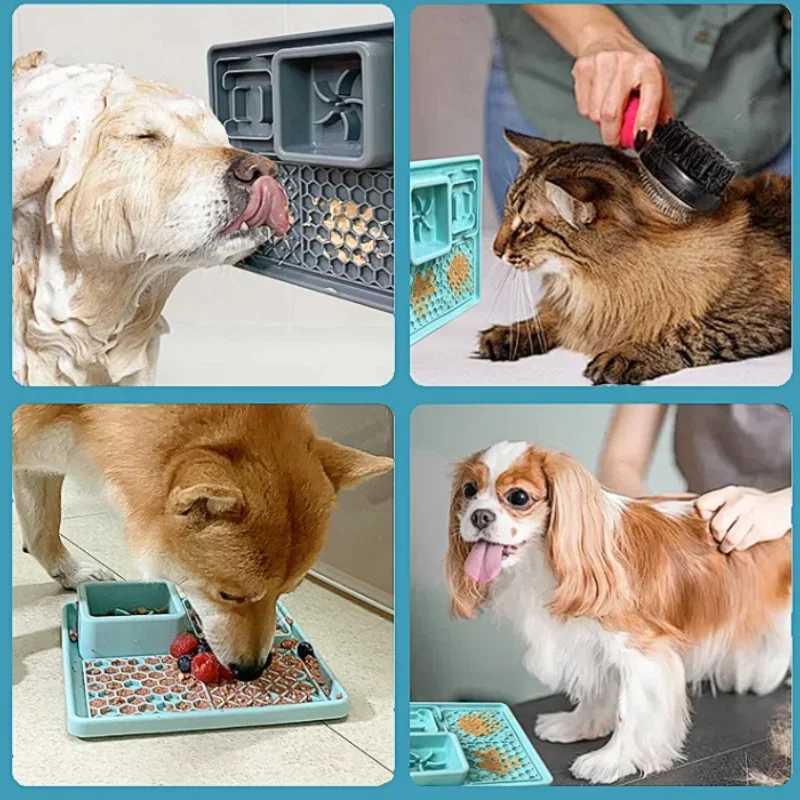 Cat Slow Feeding Mat Dog Lick Mats Pet Dinner Plate Food Grade Silicone Cat and Dog Tableware Sucker Type Slow Food Bowl