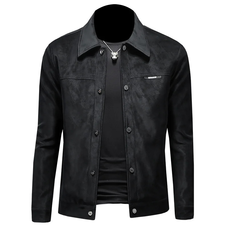 autumn and winter highquality leather jacket single breasted slim fit plus size mens M5XL 250312