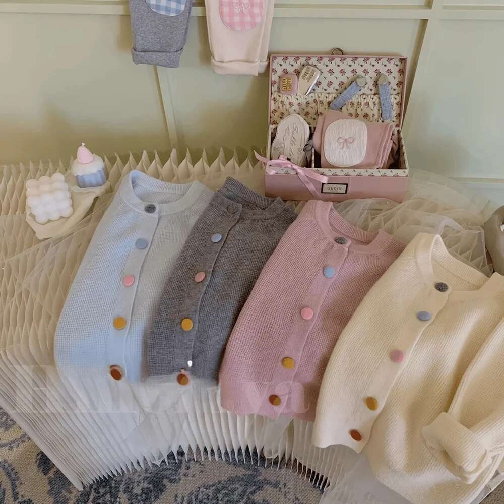 Ddmyshoesvip Girls Knitted Sweater Korean Style Long Sleeve Single Breasted Cardigans Kids Outerwear Autumn Children Clothes Knit Tops