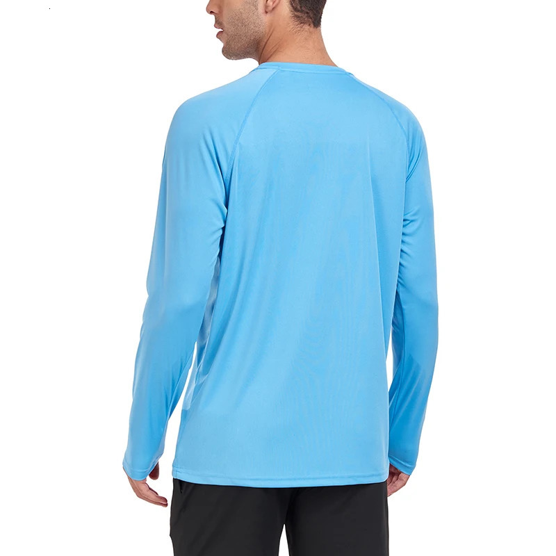 UV Mens Sunscreen Long Sleeve Summer UPF50Performance Quick Drying Tshirt Breathable Hiking Exercise Push Up Top 250312