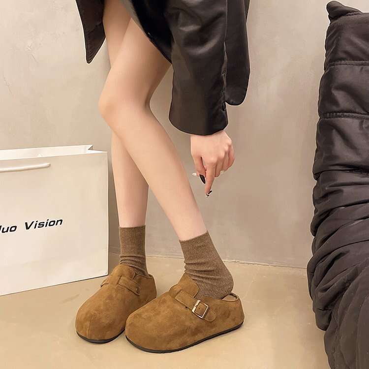 Thick soled Boken one foot lazy shoes, half toe slippers, women's 2025 spring/summer new style, Sen series interior height increasing slippers