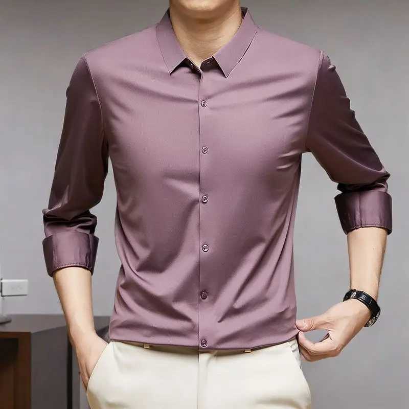 Mens spring summer autumn and winter collar solid color button long sleeved cardigan casual formal retro top W250312