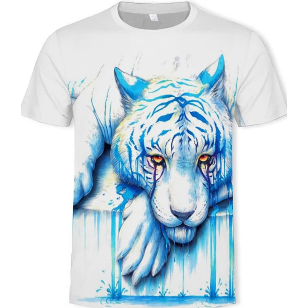 Mens T shirt Men's Summer Casual Tiger Tattoo T-Shirt, Vikings 3D Digital Print Tiger Pattern Short Sleeve tee Casual tops summer clothes
