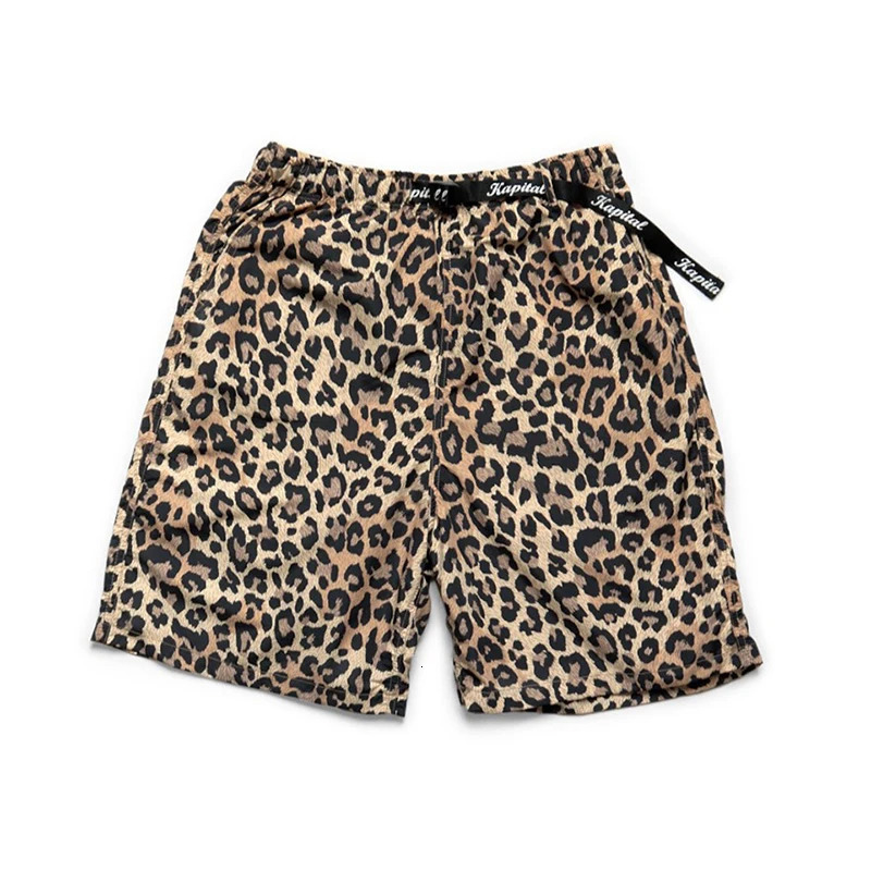 21SS KAPITAL Hirata Hirosu Dry Leopard Print Japanese Nylon Loose Mens and Womens Casual Shorts 250310