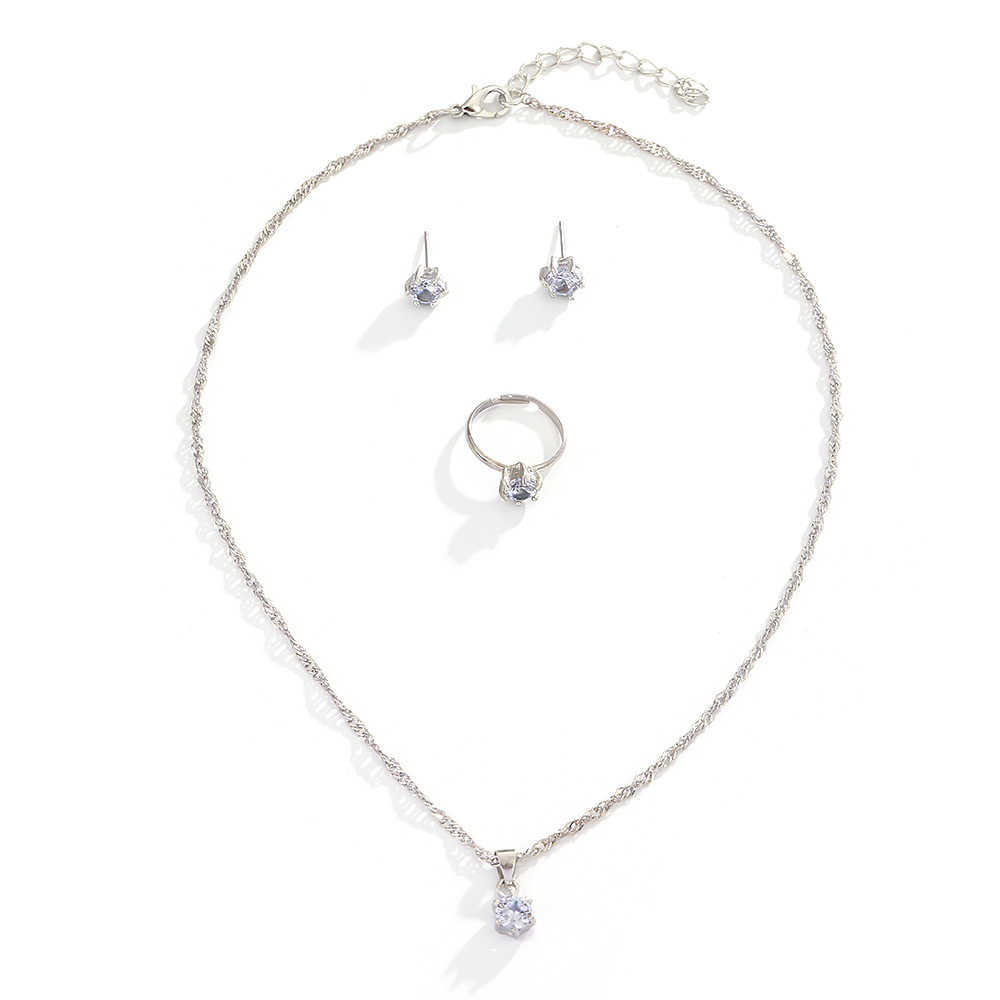 Bridal jewelry set necklace earring ring wedding ladies three piece set bridal evening gown accessory set W250312