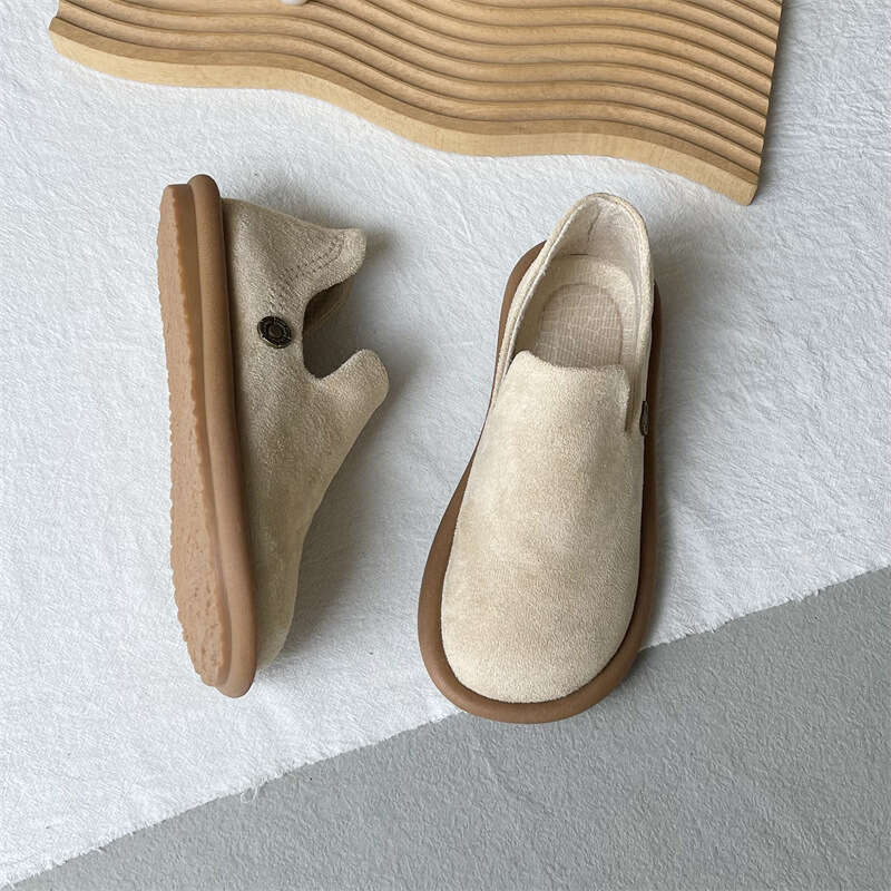 Wenyi Sen series Boken women's soft soled bean 2025 spring new suede casual flat single shoes