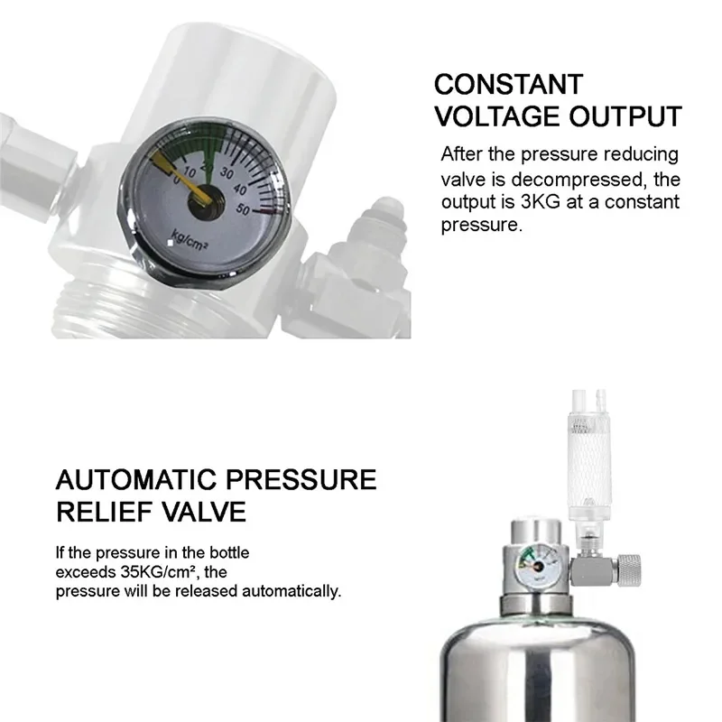 DIY Carbon Dioxide Reactor Kit Aquarium Fish Tank CO2 Generator Stainless Steel Cylinder Generator System for Aquatic Plant Fish