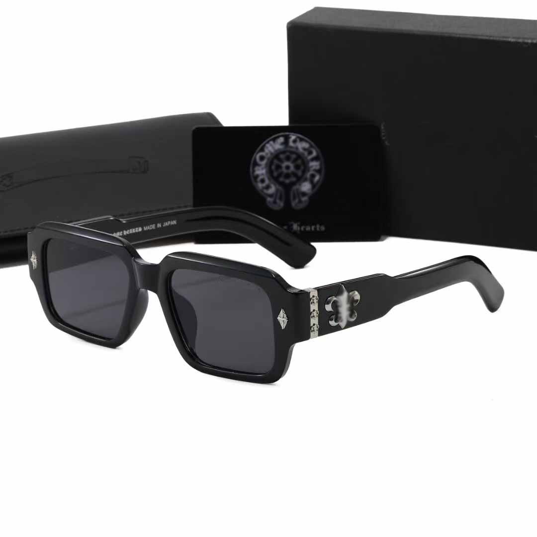 Men's chrome glasses Women's Designer square frame plate frame glasses Polarized beach UV protection sunglasses