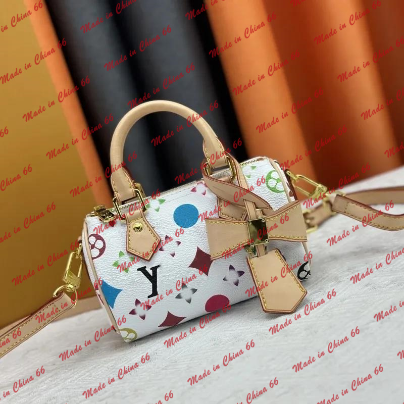 Speedys Tote bag designer bag leather takashi murakami bag women fashion white multicolor bucket handbag crossbody luxury shoulder bags classic beach clutch 13805