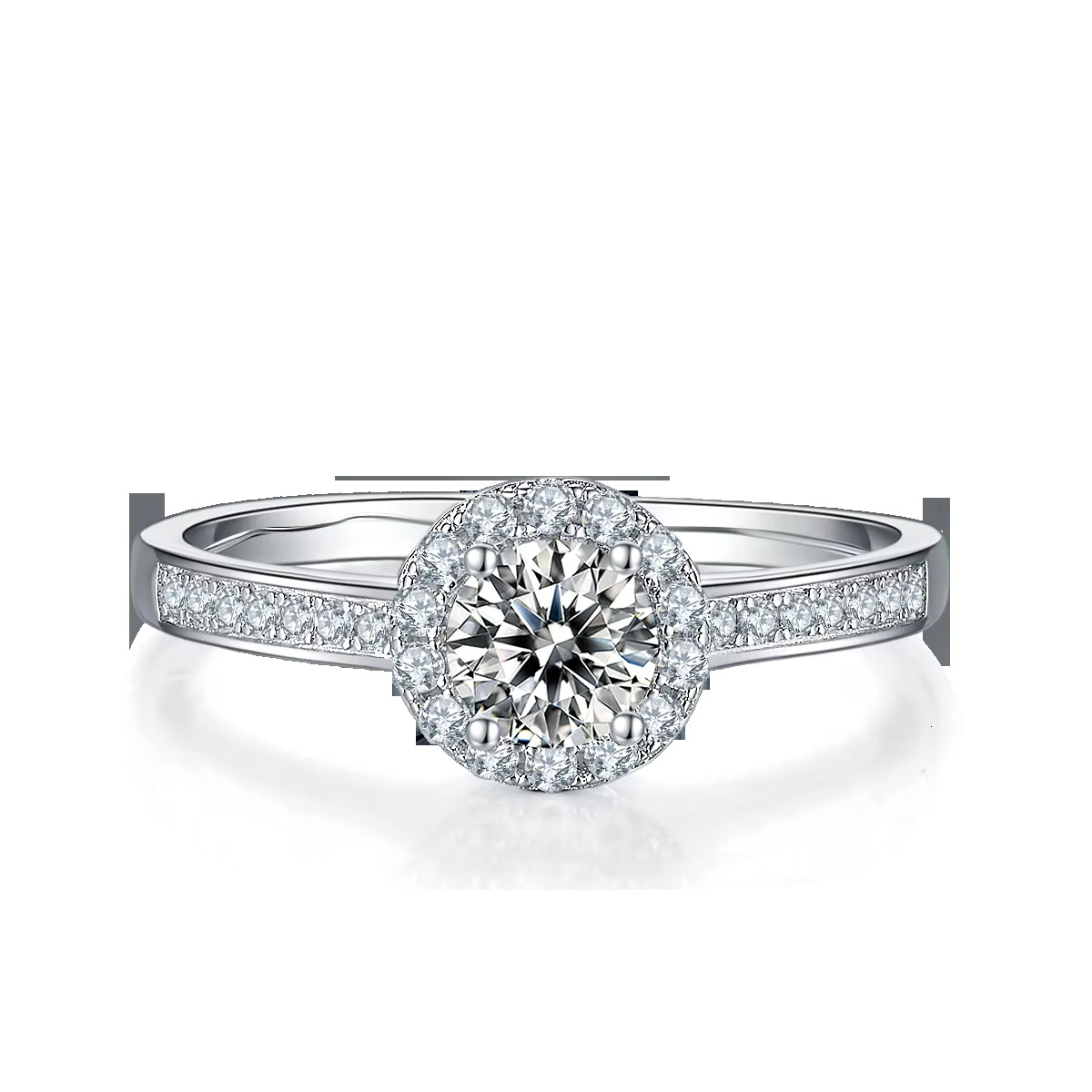 Classic Design Round Shaped Moissanite 925 Sterling Silver Diamond Wedding Rings for Women