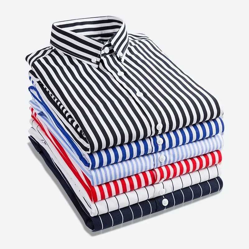 New mens shirt mens dress striped mens casual long sleeved business formal checkered shirt camisa social W250312