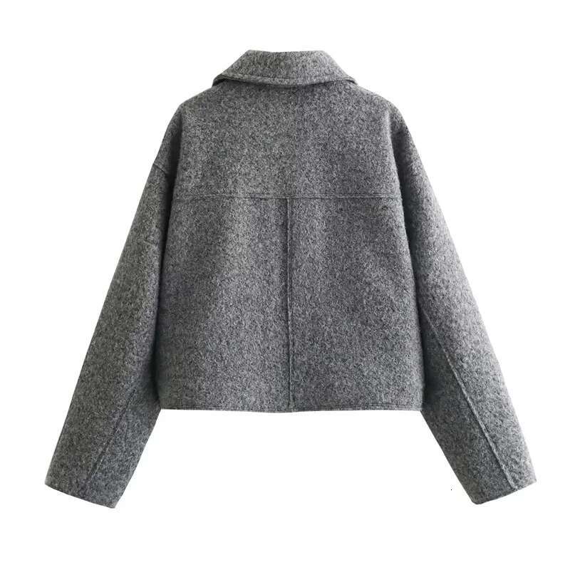 Trautumn Winter Cropped For Women Short Coat Tweed Zip Crop Demi-Season Jacket Woman New In Outerwears