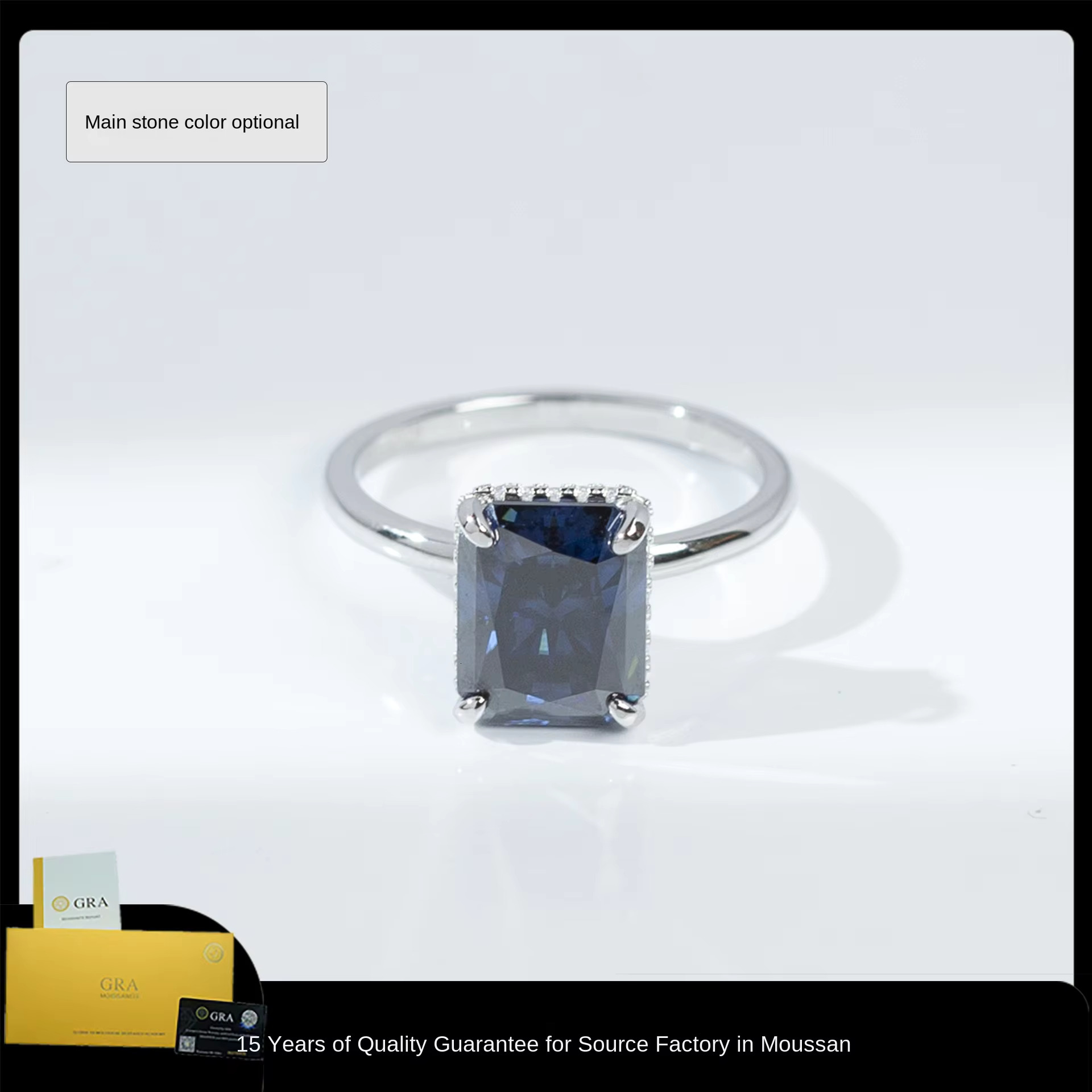 8 Adodo S925 Sterling Silver Ring Light Luxury 4Carat 8*10 Royal Blue Rectangle Radiant Moissanite Engagement Diamond Ring