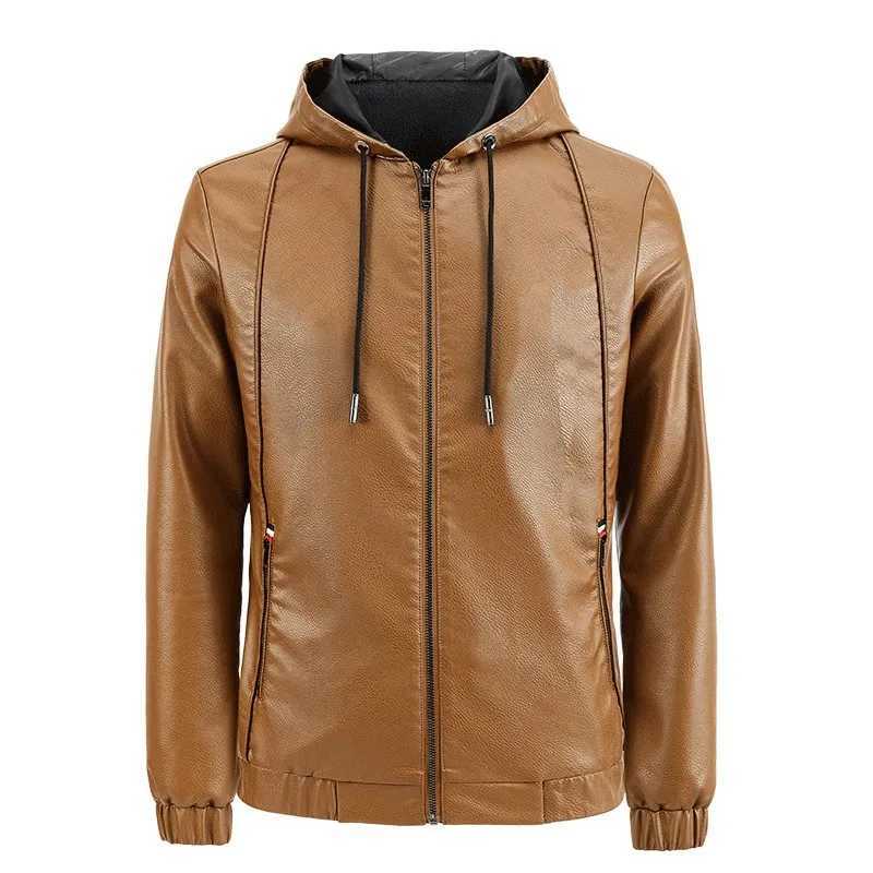 Fashion Mens New Hoodie Leather Jackets Autumn Casual Clothing Jacket Biker Motorcycle Slim Leisure Coats Windproof Warm 4XlT250311