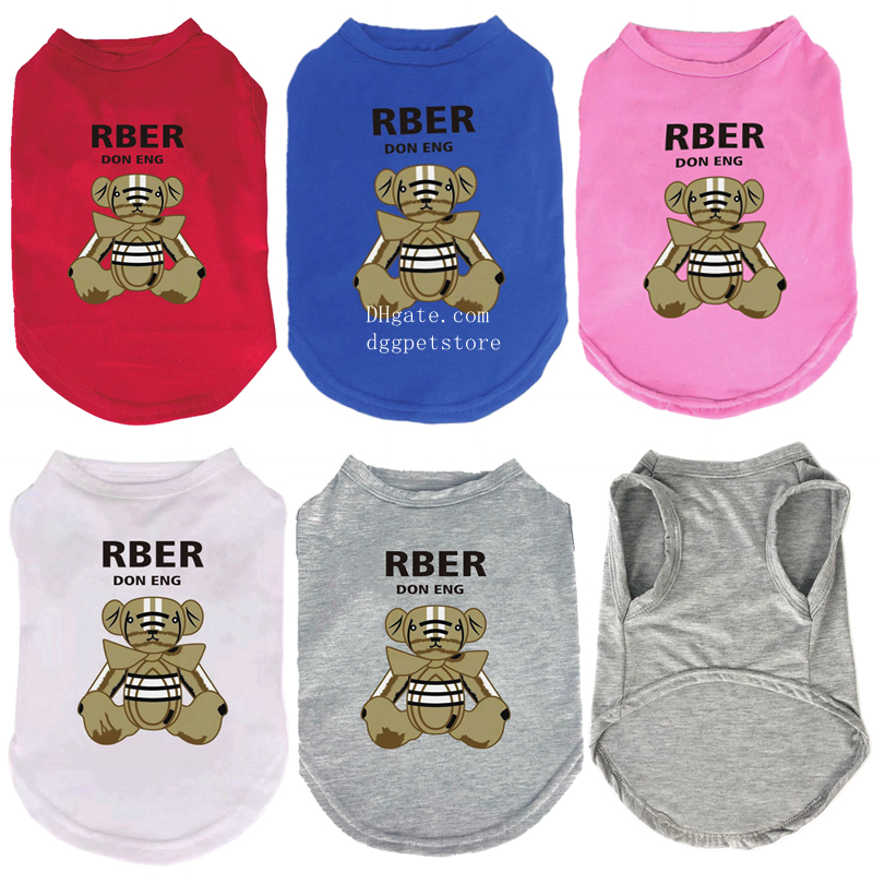free shipping Designer Clothes Dog Apparel with ic Bear Pattern Fashion Summer Cotton Pets Vest Soft Breathable Puppy Kitten Pet Shirts for Small Dogs