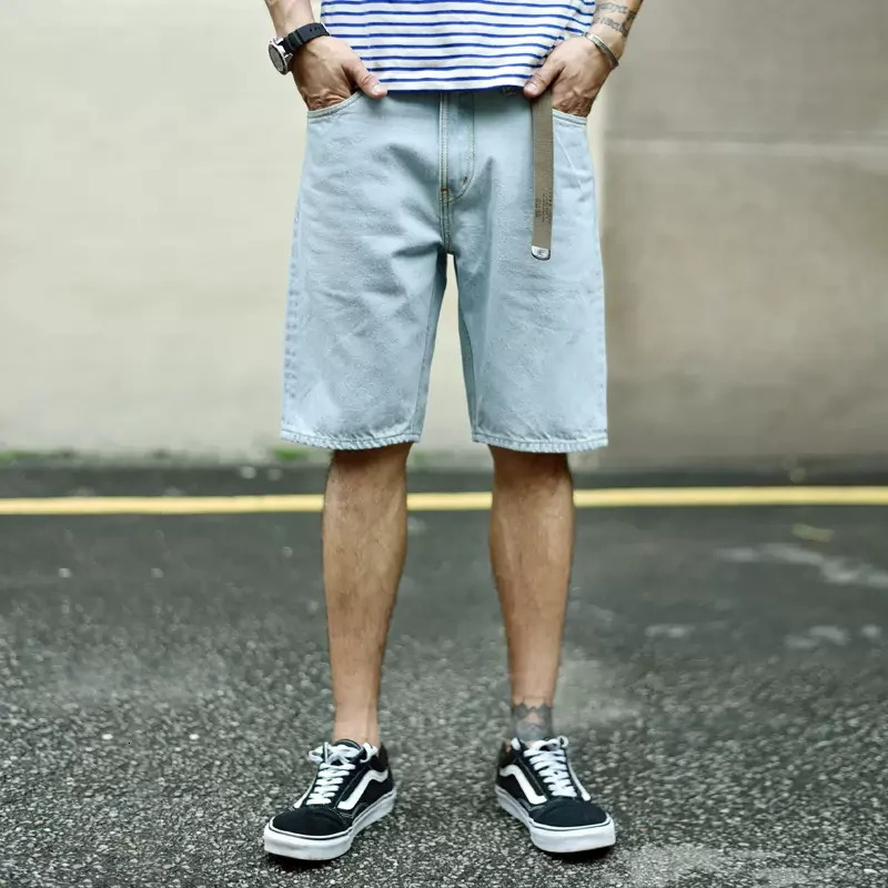 SauceZhan Mens Shorts Jean Indigo Buffet Denim Summer Casual Suitable 250312