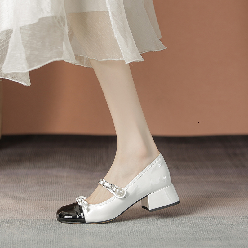 South France Encounter~Amiu Family Bow Chain Thick Heel Mary Jane Women's Single Shoes #ddmypanda