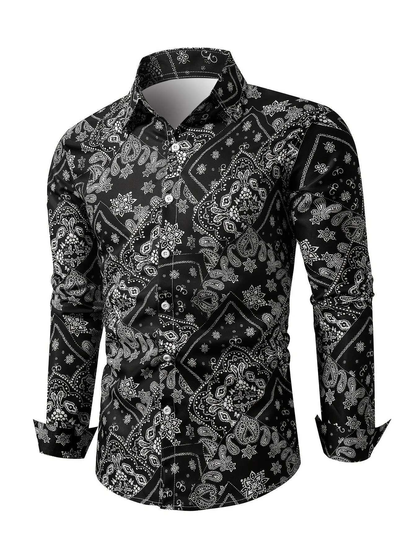 Mens 3D Butterfly Printed Lapel Shirt Slim Button Party Dress Shirt Athletic Casual Fashion Comfortable New Long Sleeve Shirt Top W250312