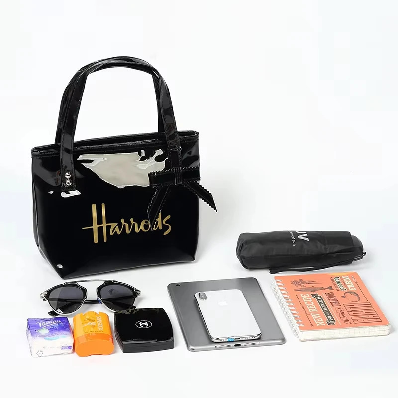 MABULA PVC Waterproof Tote Handbag Large Capacity Fashion Shopping Purse Ladies Shoulder Satchel 250305