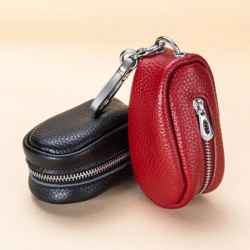 leather cowhide key manager wallet keychain unisex key bag housewife bag zipper car key box mens 250311