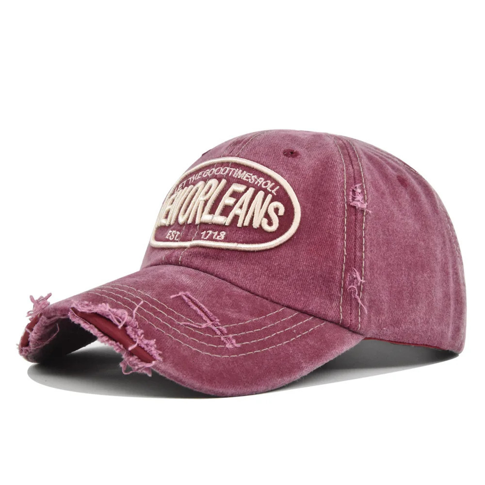 Unisex Washed Cotton Baseball Cap Orleans Embroidered Vintage Hat Men Women Streetwear Outdoor Sports Hats 250311