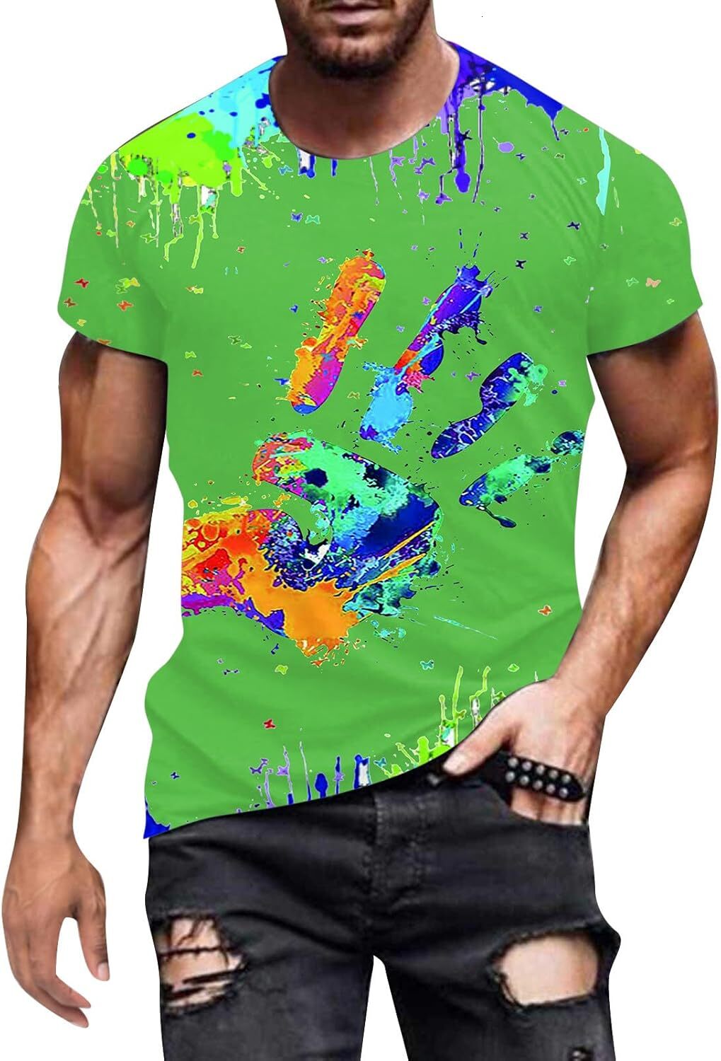 Mens T shirt Mens 3D Printed Shirt Short Sleeve T-Shirts Casual Stylish Graphic Tees Funny Colorful Pattern Top tee Casual tops summer clothes