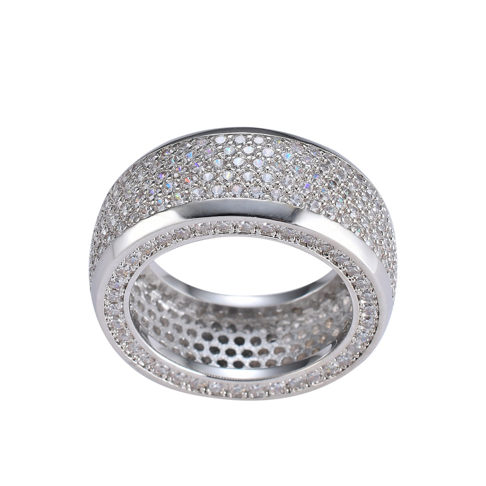 Hip Hop Cylinder Rings Bling Full 5A Zircons Real Gold Plated Jewelry Big Finger Ring Men Gift