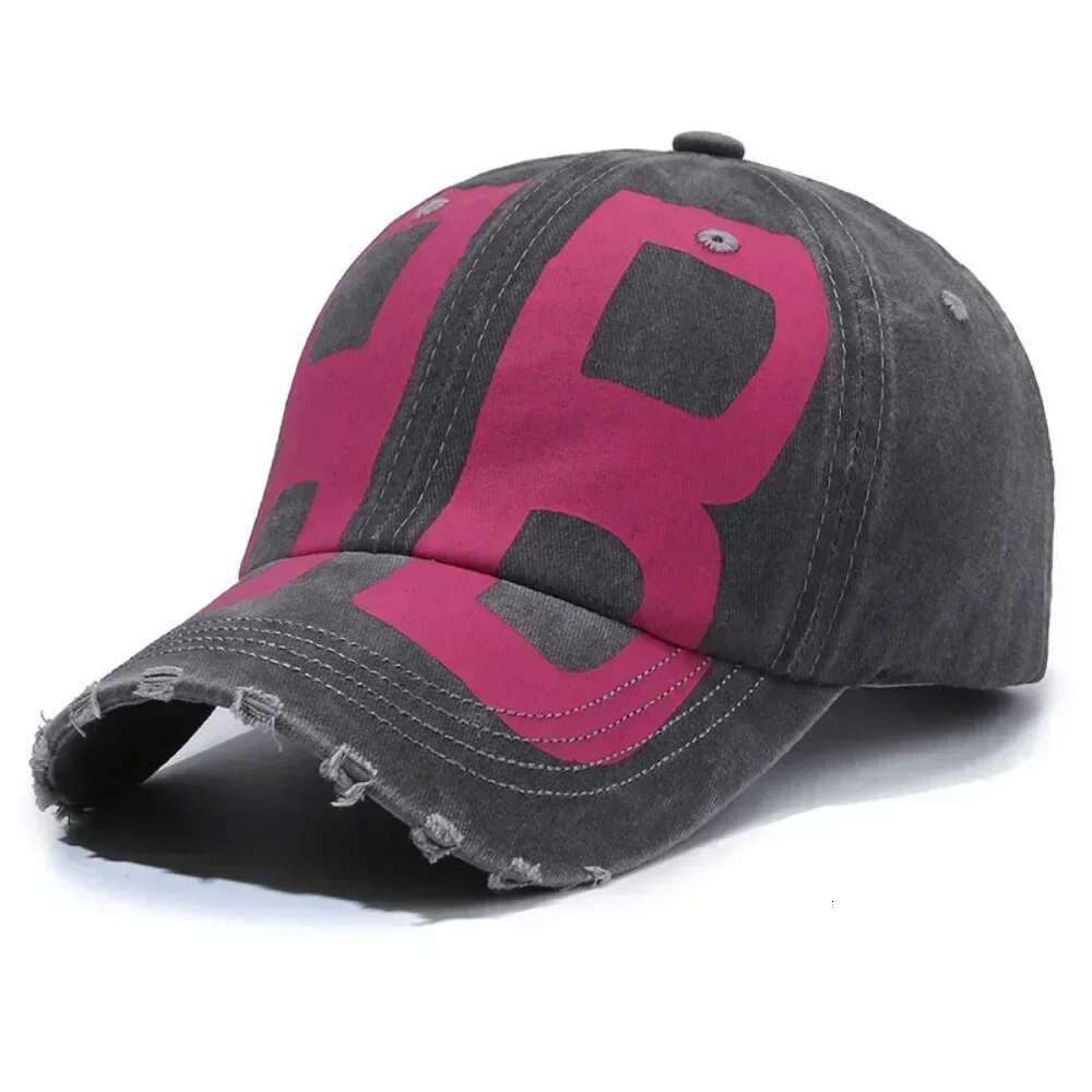 New Vintage Fashion Old Washed Denim Peaked Soft Top Printed Letter Sun Hat Women All-match Retro Baseball Cap for Men
