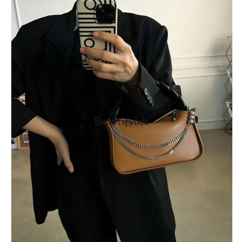 Non-Collision Niche Woven Portable Chain Dumpg Genuine Leather Women's Bag