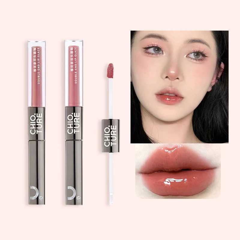 CHIOTURE double-sided lip gloss mirror water gloss lipstick honey female non stick cup lipstick gloss fadeless makeup W250312
