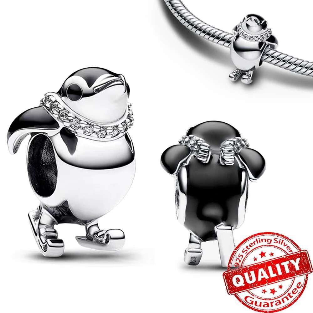 Sparking 925 Sterling Silver North Star Bear Beads Firework Double Dangle Charm Fit Bracelet Necklace DIY Winter Gift