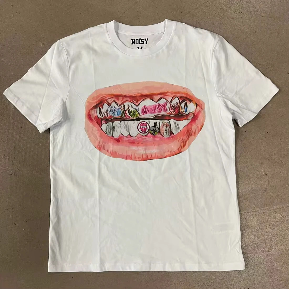 Y2K Punk Goth T Shirt Hip Hop Fashion Personality Loose Short Sleeved Harajuku Casual Mens and Womens Streetwear Round Neck Tops 250312