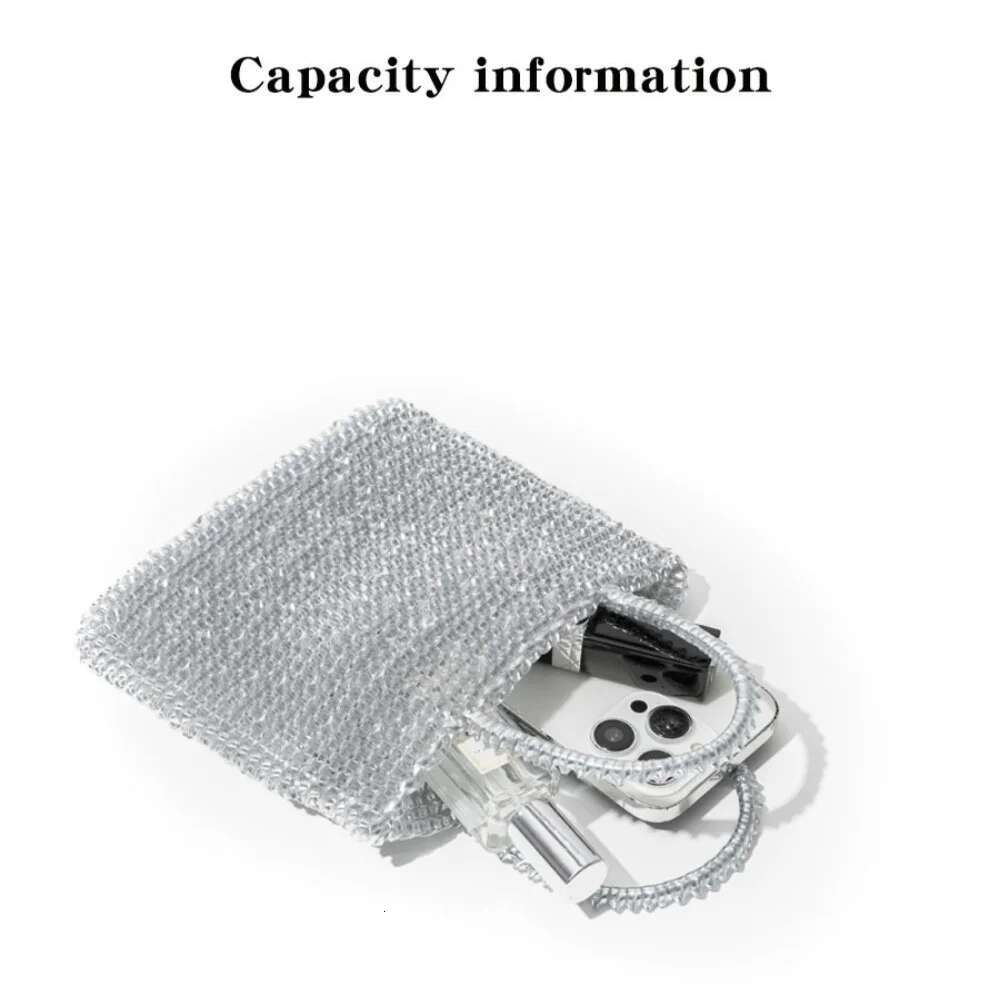 Sparkling Rhinestone PVC Woven Square Mini Women's Handbag Solid Color Fashion Designer Handbag Simple Casual Evening Bag Wallet Mobile Phone Sto