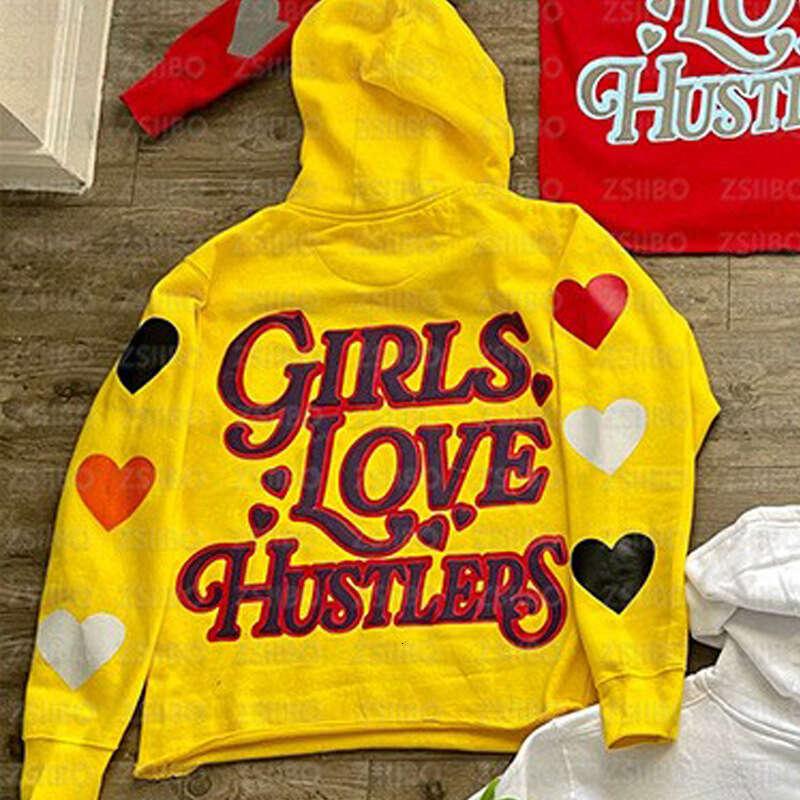 Printed Hooded Pullover Fitting Unisex Sweatshirt Y2k Loose Jacket Top