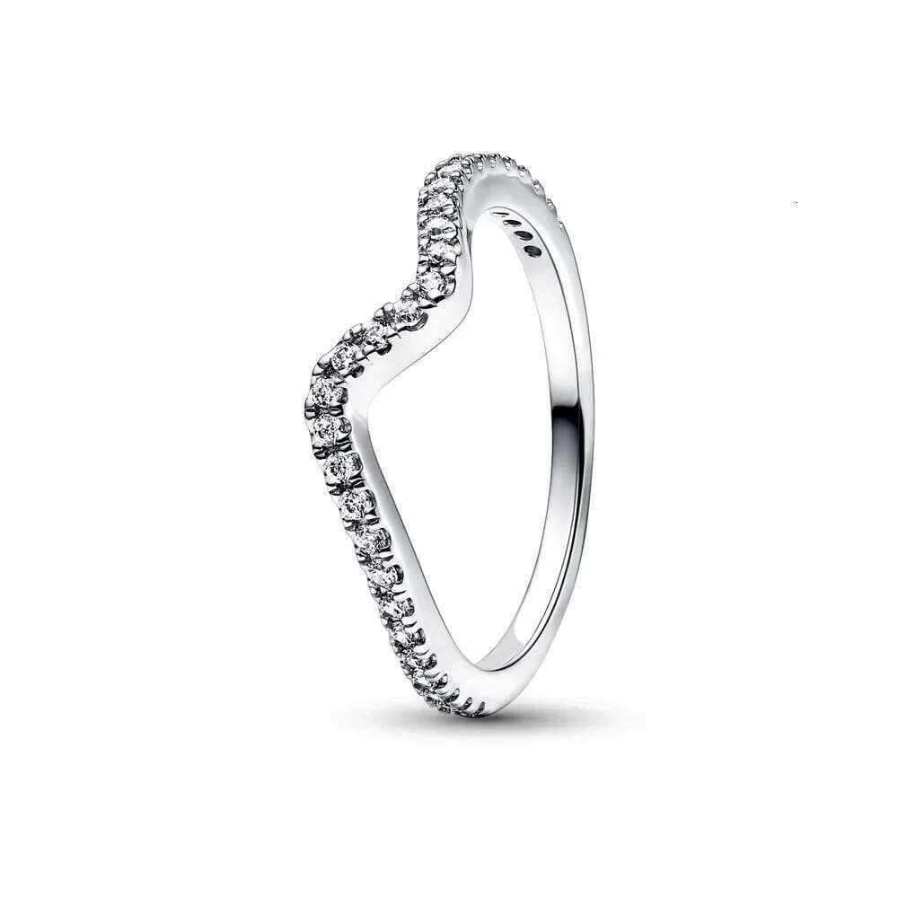 New High Quality 925 Sterling Silver Pretty Radiant Heart Pave Signet Ring Sparking Wave Me Pave Red Dual Ring DIY Gift