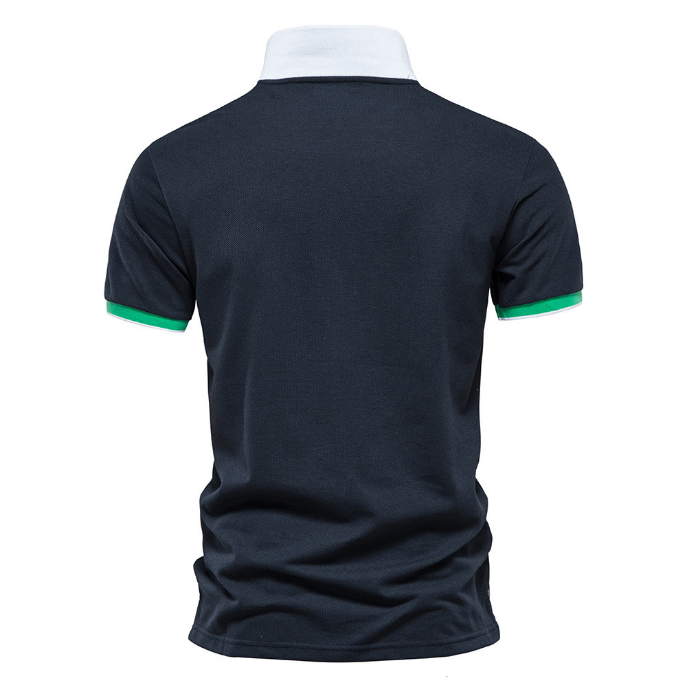 Men's t-shirt 2025 summer lapel breathable sports patchwork pocket men's polo short sleeved shirt tracksuit