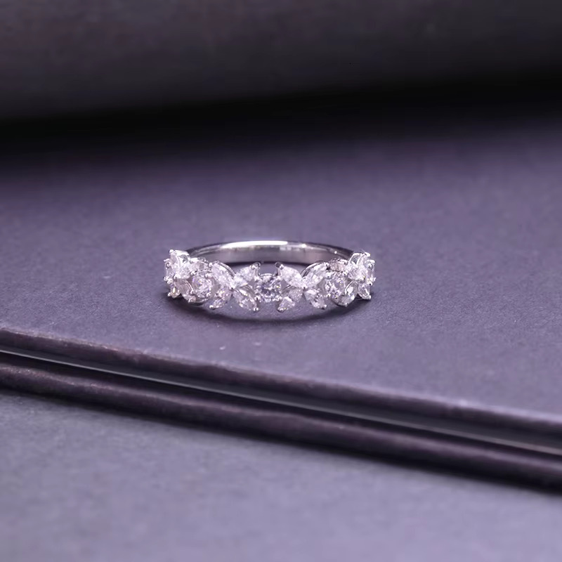 For Hot Sales Silver Ring Silver Marquise 3x6mm Moissanite Finger Moissanite Ring 18k Gold