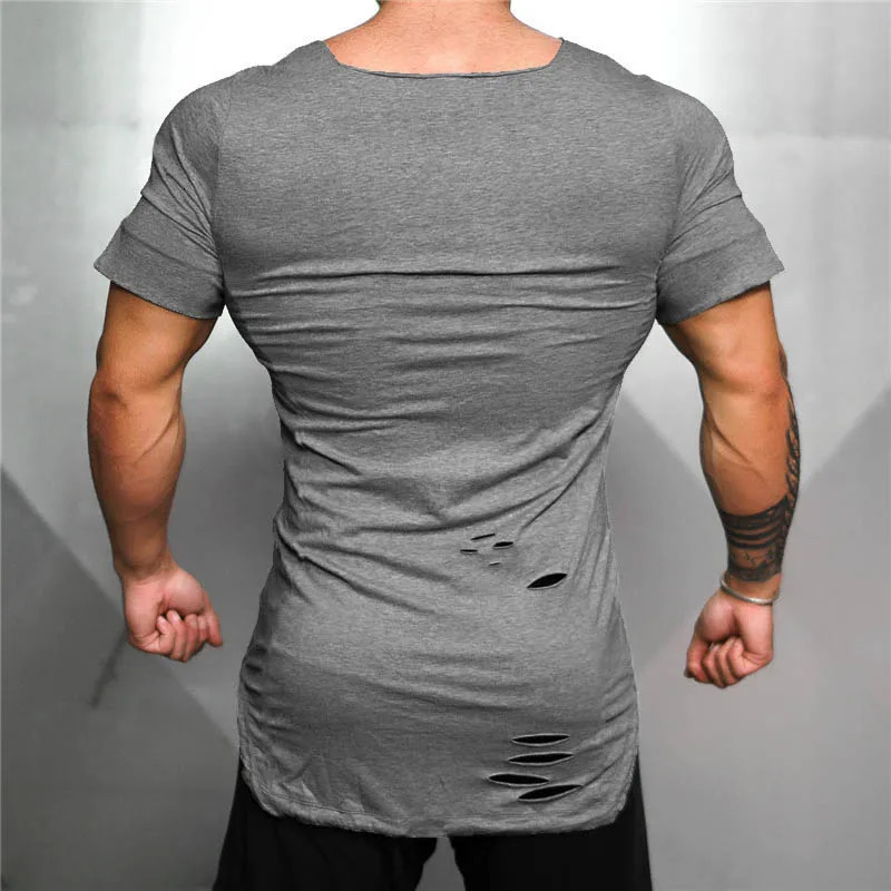 Cotton square collar mens running Tshirt gym fitness training clothing retro hole ultrathin suitable for breathable summer shirt 250312