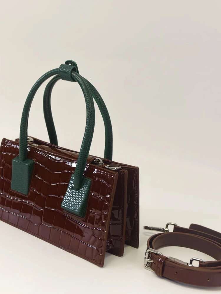 Fashionable crocodile print original design contrast leather ladies bag tote shoulder crossbody bag