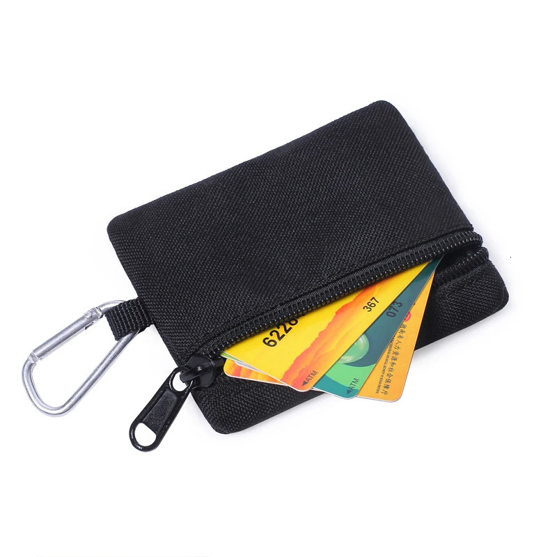 Outdoor Small Waist Pouch Key Wallet Mini Portable Key Card Case Travel Zipper Belt Bag Tactical Purse Coin Purse With Carabiner 250311