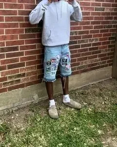 90s American Straight Pants Men and Women Universal Jeans Street Fashion Versatile Shorts Personalized Harajuku Hip hop Clothing 250312