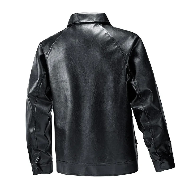Mens Loose Large High Quality American Retro Handsome Motorcycle Leather Jacket Comfortable Breathable Collar Coat 250312