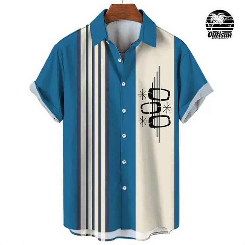 Mens striped eleGant shirt with colorful printed idol clothing long robe short sLeeved shirt casual social cufflinks oversized fashionable shirt W2503