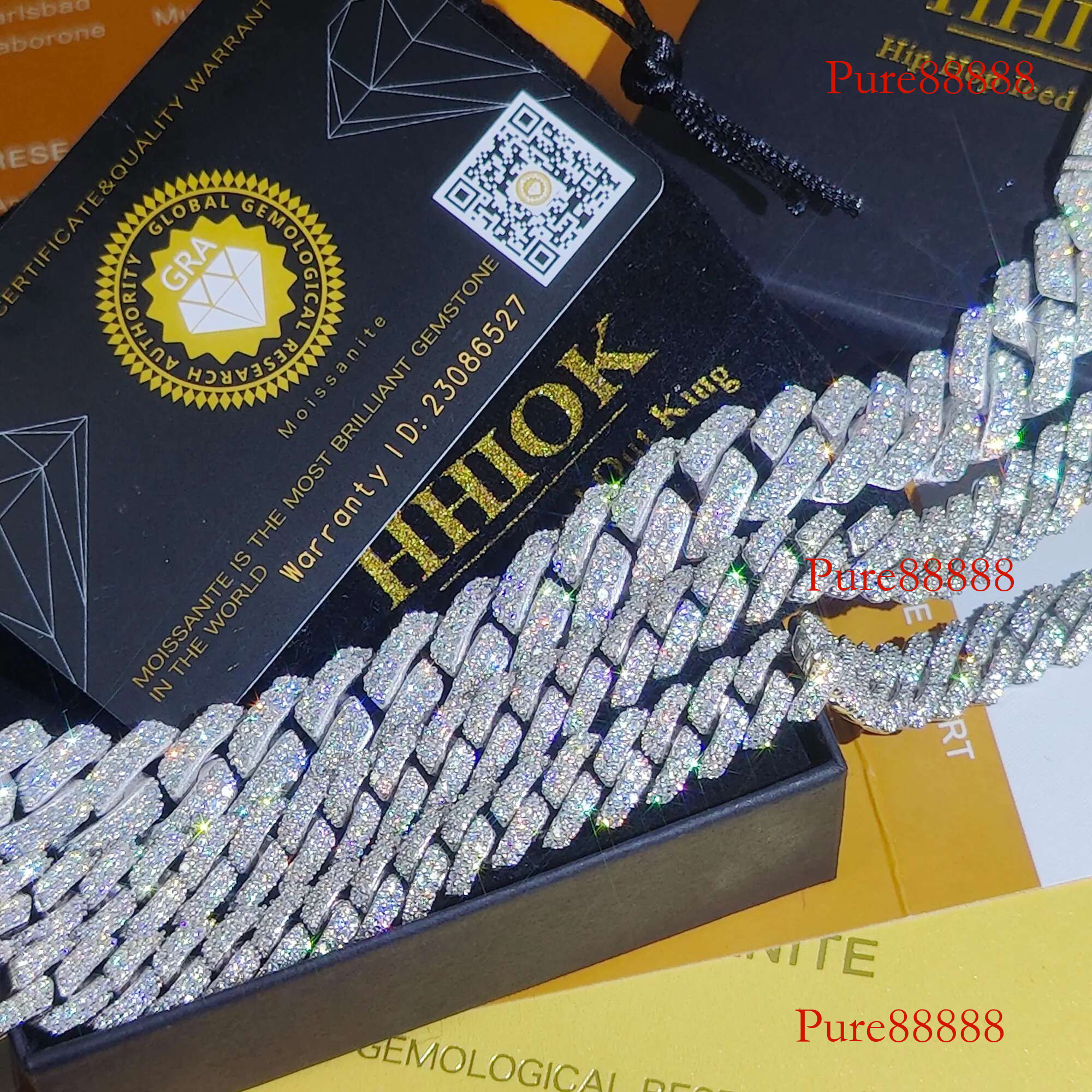 Pass Dia Test Hip Hop Jewelry VVS1 Stone Shiny 2row 3row Men Women Sterg Sier Necklace Moissanite Cuban k Chain