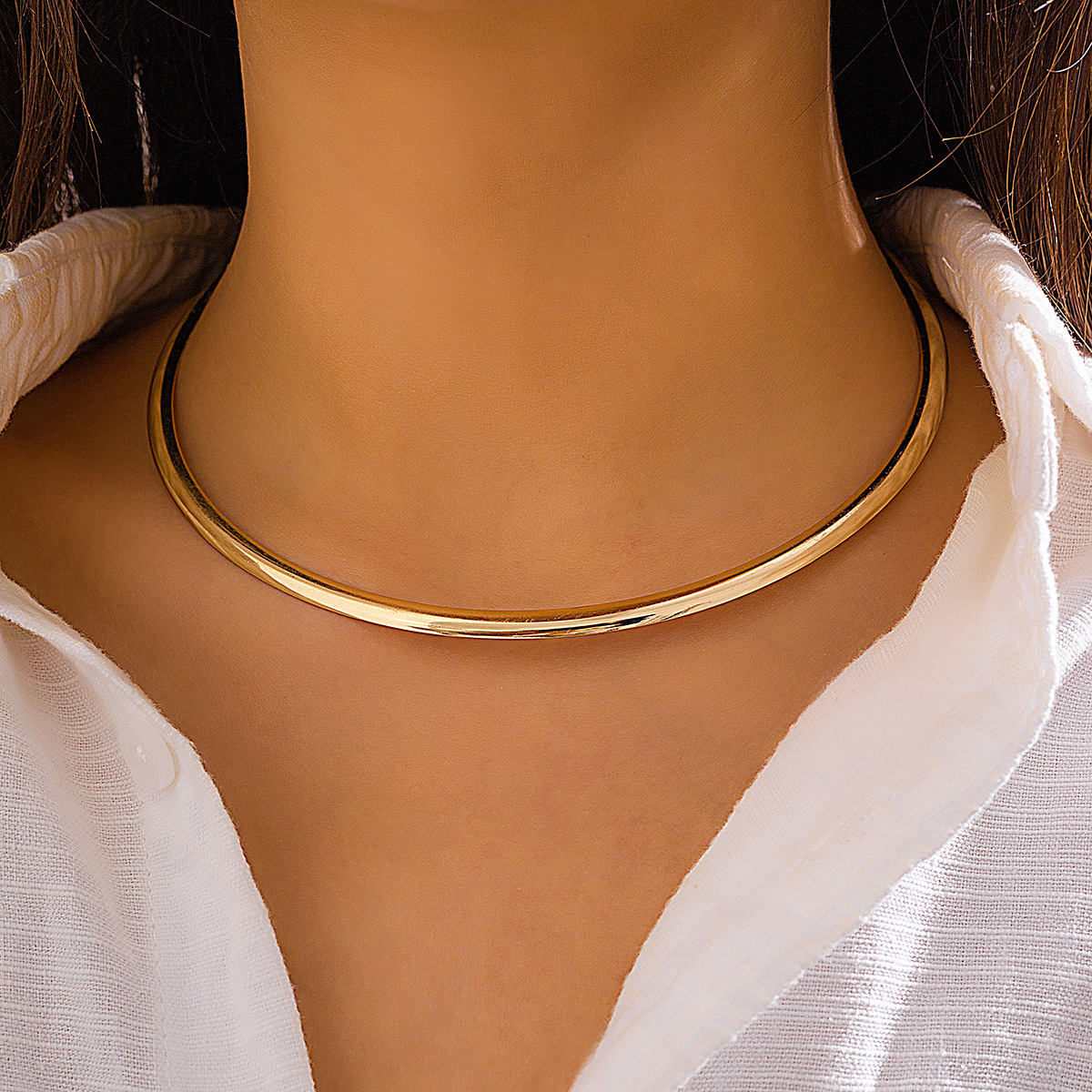 High-end Sense Niche Simple Collar Punk Smooth Ring Cold Wind Collar Jewelry for Women